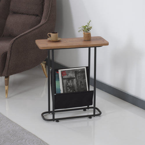 [en.casa] Bijzettafel Bov 64x55x24cm zwart en walnootkleurig