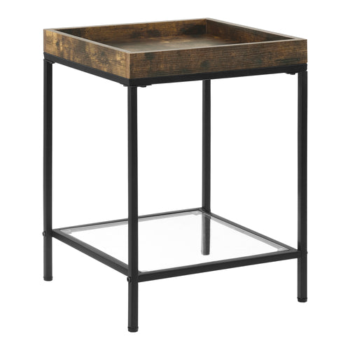 Bijzettafel Mariefred met plank 55x40x40 cm zwart en houtkleurig