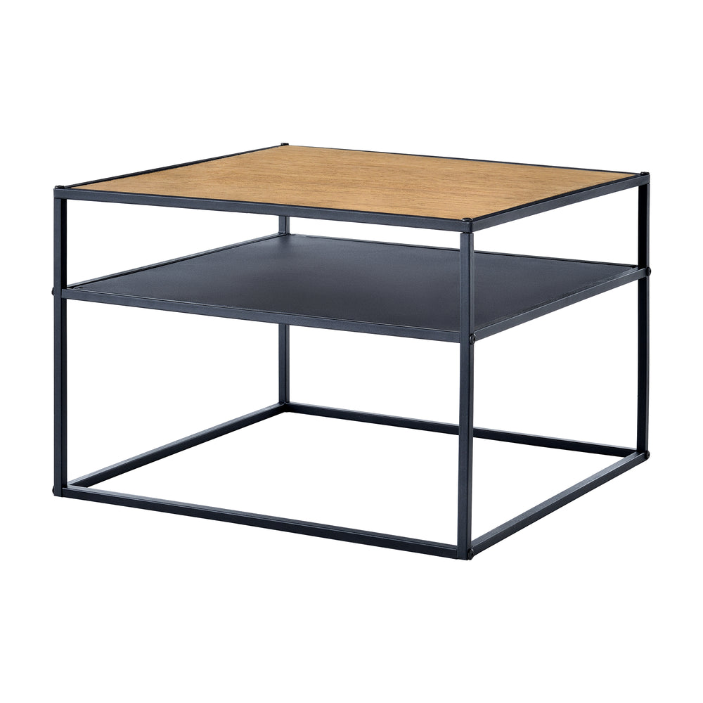 Bijzettafel Quinisut 40 x 55 x 55 cm houtlook/zwart [en.casa] - premiumXL