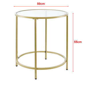 Bijzettafel Ahtari rond glas en metaal 55xØ50 cm - 2 varianten