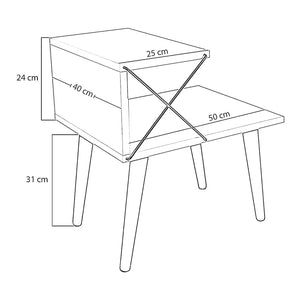 [en.casa] Bijzettafel Bergen 50x40x55 cm met 1 plank - 3 varianten