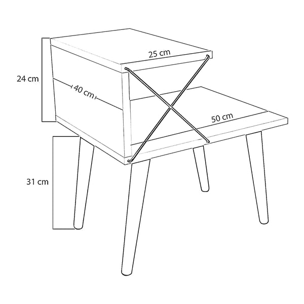 [en.casa] Bijzettafel Bergen 50x40x55 cm met 1 plank - 3 varianten