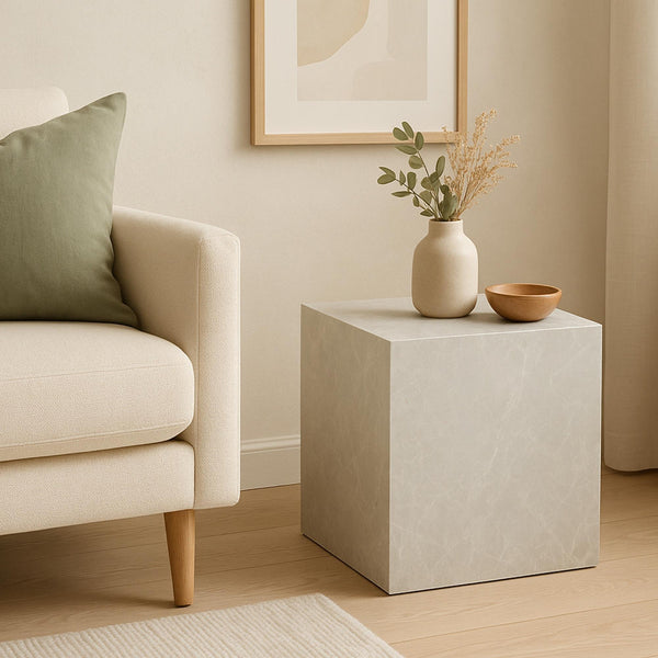 Bijzettafel Ellelu rechthoekig 45x40x40 cm marmerlook [en.casa]