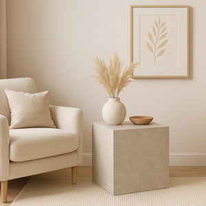 Bijzettafel Ellelu rechthoekig 45x40x40 cm marmerlook [en.casa]