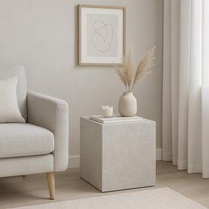 Bijzettafel Ellelu rechthoekig 45x40x40 cm marmerlook [en.casa]