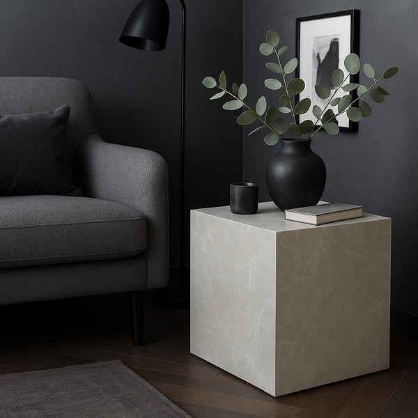 Bijzettafel Ellelu rechthoekig 45x40x40 cm marmerlook [en.casa]