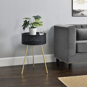 [en.casa] Salontafel Forshaga rond zwart en goud