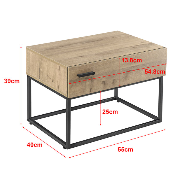 Bijzettafel Hylte 1 of 2 stuks met lade 39x55x40 cm zwart en eikenkleurig [en.casa]