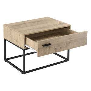 Bijzettafel Hylte 1 of 2 stuks met lade 39x55x40 cm zwart en eikenkleurig [en.casa]