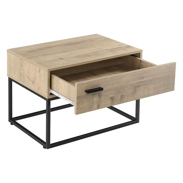 Bijzettafel Hylte 1 of 2 stuks met lade 39x55x40 cm zwart en eikenkleurig [en.casa]