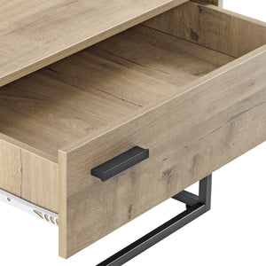 Bijzettafel Hylte 1 of 2 stuks met lade 39x55x40 cm zwart en eikenkleurig [en.casa]