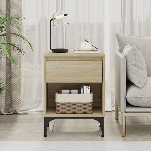 Bijzettafel Kistiandi met lade en open vak 62x46x40 cm [en.casa]