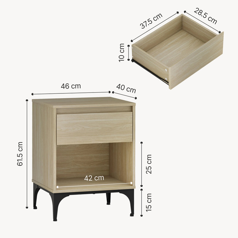 Maatschets Bijzettafel Kistiandi met lade en open vak 62x46x40 cm [en.casa]