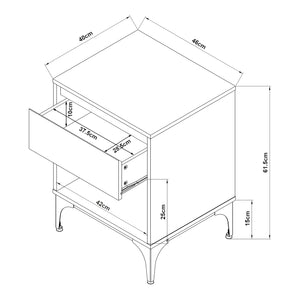 Bijzettafel Kistiandi met lade en open vak 62x46x40 cm [en.casa]