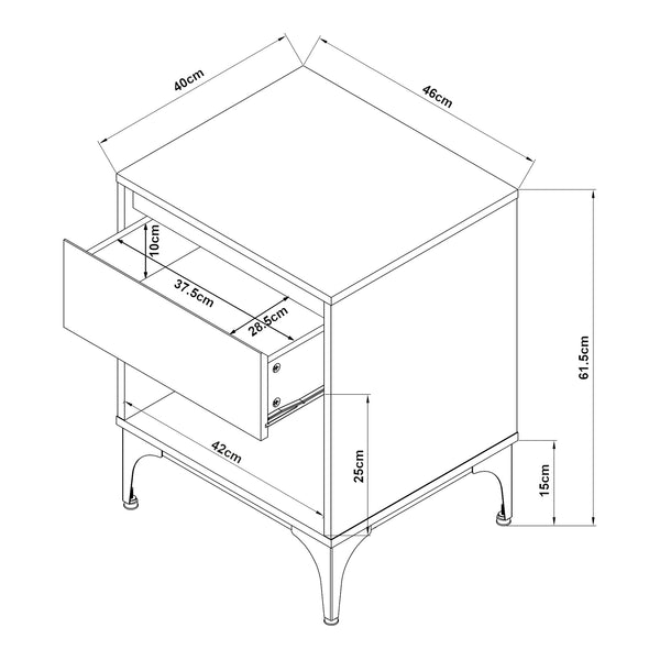 Bijzettafel Kistiandi met lade en open vak 62x46x40 cm [en.casa]