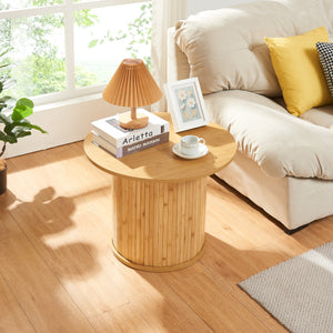 Bijzettafel Ledepid ronde tafelblad naturel [en.casa]