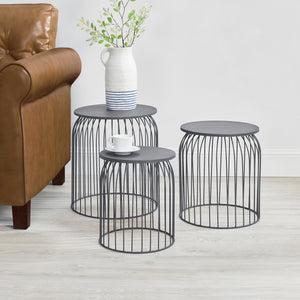 Bijzettafel rond metaal 40x46/35x40/30x36 cm set van 3 - verschillende kleuren
