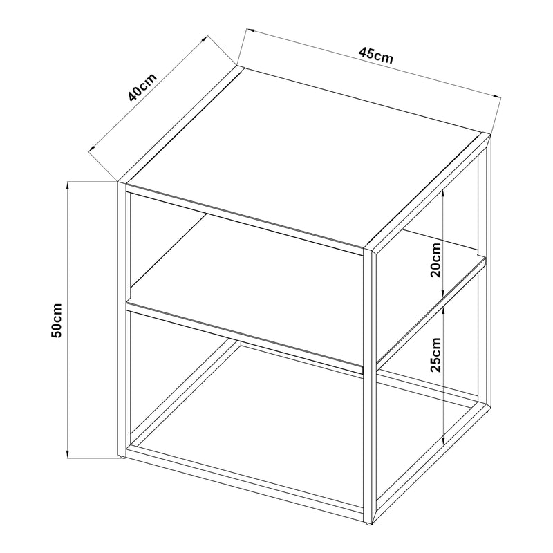 Maatschets [en.casa] Bijzettafel Raahe met plank 50,5x45x40 cm - 4 varianten
