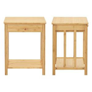 Bijzettafel Ranua 1 of 2 stuks nachtkastje bamboe 51x40x35 cm houtkleurig [en.casa]