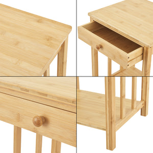 Bijzettafel Ranua 1 of 2 stuks nachtkastje bamboe 51x40x35 cm houtkleurig [en.casa]