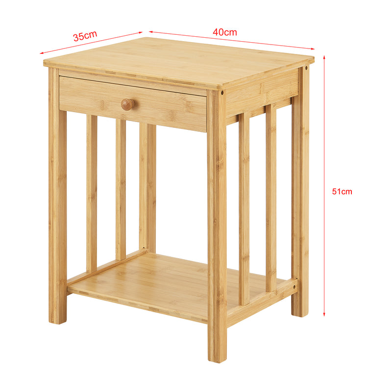 Maatschets Bijzettafel Ranua 1 of 2 stuks nachtkastje bamboe 51x40x35 cm houtkleurig [en.casa]