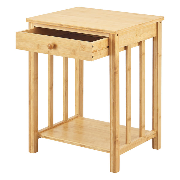 Bijzettafel Ranua 1 of 2 stuks nachtkastje bamboe 51x40x35 cm houtkleurig [en.casa]