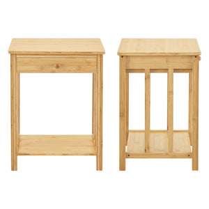 Bijzettafel Ranua 1 of 2 stuks nachtkastje bamboe 51x40x35 cm houtkleurig [en.casa]