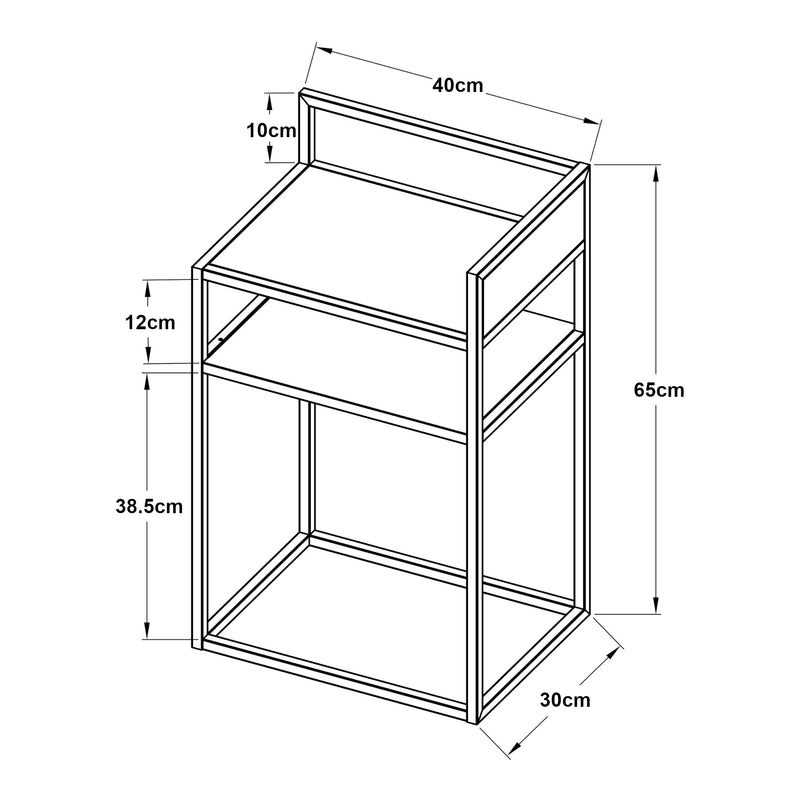 Maatschets [en.casa] Bijzettafel Riihimäki met plank 65x40x30 cm - 2 varianten