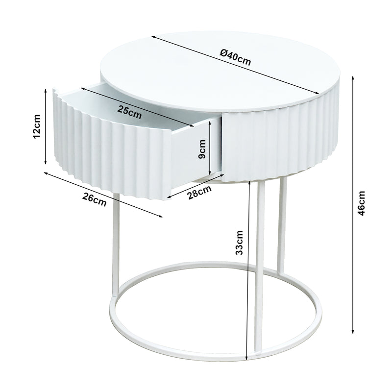 Maatschets Bijzettafel Rill rond met lade 46x40 cm [en.casa]