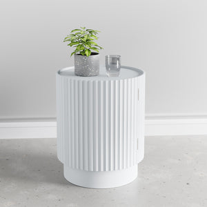 Bijzettafel Rill rond met deur en 2 opbergvakken 49x40 cm [en.casa]