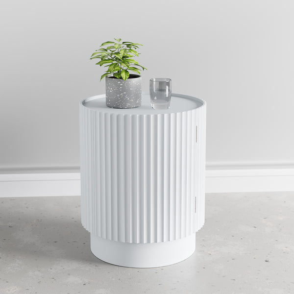 Bijzettafel Rill rond met deur en 2 opbergvakken 49x40 cm [en.casa]