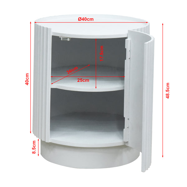 Bijzettafel Rill rond met deur en 2 opbergvakken 49x40 cm [en.casa]