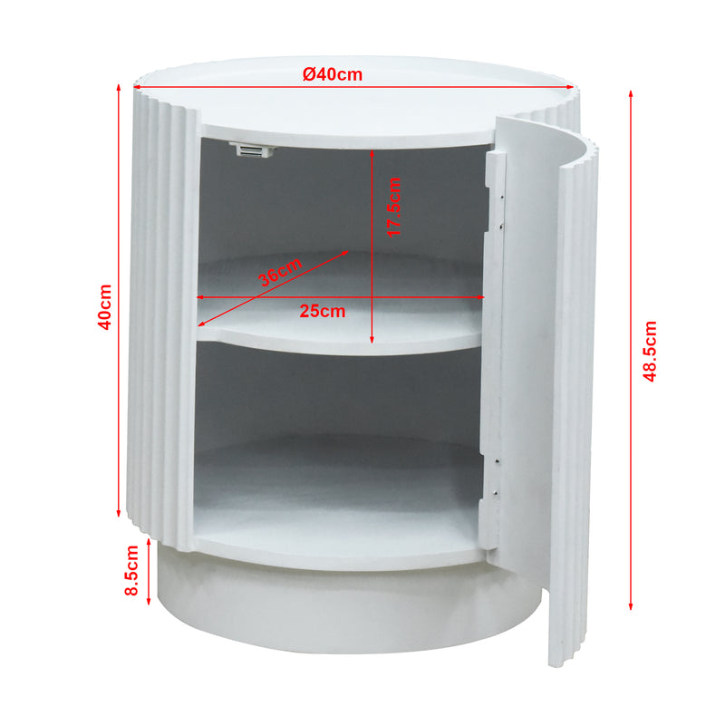 Maatschets Bijzettafel Rill rond met deur en 2 opbergvakken 49x40 cm [en.casa]