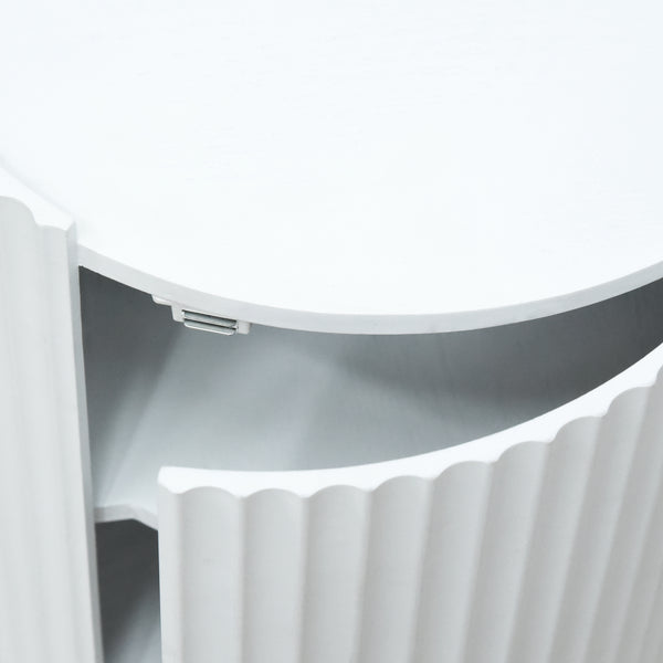 Bijzettafel Rill rond met deur en 2 opbergvakken 49x40 cm [en.casa]