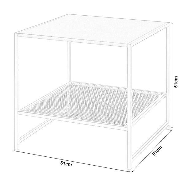 [en.casa] Bijzettafel Ruokolahti met plank 51x51x51 cm - 2 varianten