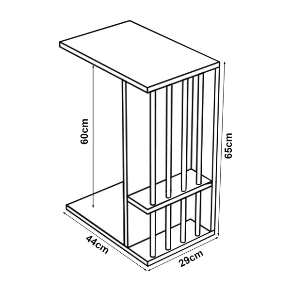 [en.casa] Bijzettafel Siikainen laptoptafel op wielen 44x29x65 cm - 3 varianten