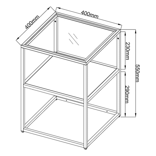 [en.casa] Bijzettafel Solund 40x40x55 staal en glas - 2 varianten