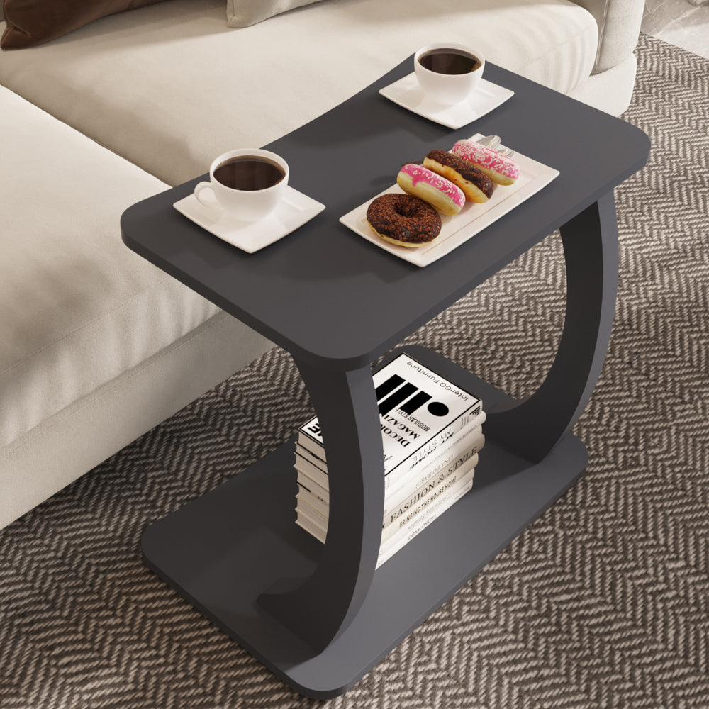 Bijzettafel Stattela op wielen C-vorm 59x35x56 cm [en.casa]