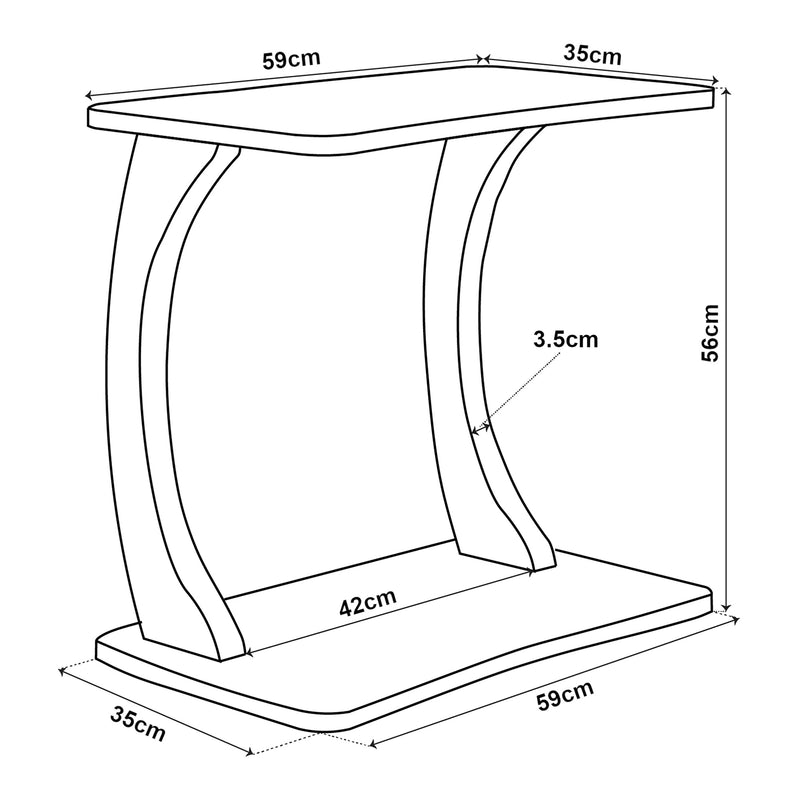 Maatschets Bijzettafel Stattela op wielen C-vorm 59x35x56 cm [en.casa]