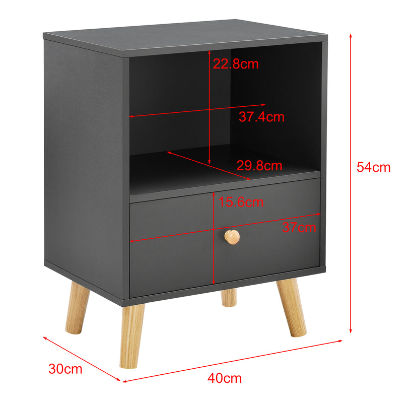 Maatschets Nachtkastje Sundsvall met lade en open vak 54x40x30 cm - 4 varianten