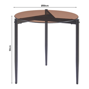 Bijzettafel Ulökantaa rond rookglas 50x50 cm [en.casa]