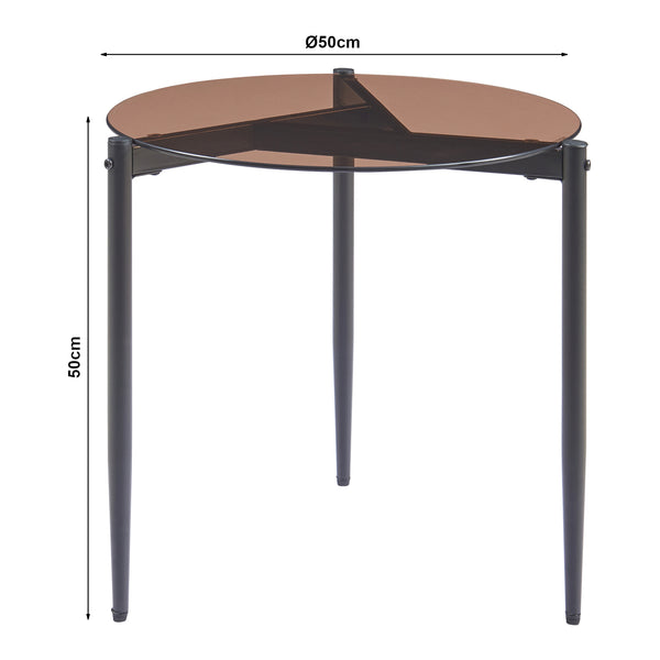 Bijzettafel Ulökantaa rond rookglas 50x50 cm [en.casa]