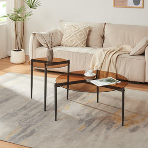 Bijzettafel Ulökantaa rond rookglas 50x50 cm [en.casa]