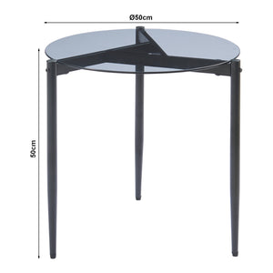Bijzettafel Ulökantaa rond rookglas 50x50 cm [en.casa]