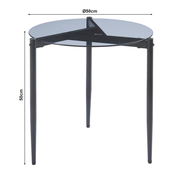 Bijzettafel Ulökantaa rond rookglas 50x50 cm [en.casa]