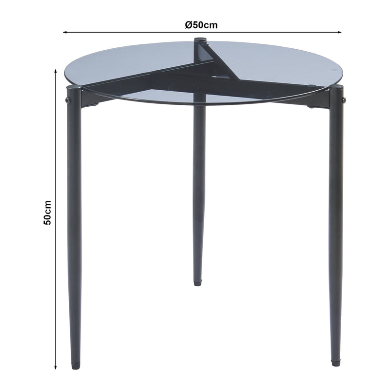 Maatschets Bijzettafel Ulökantaa rond rookglas 50x50 cm [en.casa]