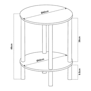 Bijzettafel Ves rond met onderblad Ø42x49 cm [en.casa]