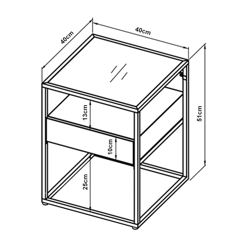 Maatschets [en.casa] Bijzettafel Vissenbjerg met lade 51x40x40 cm - 2 varianten