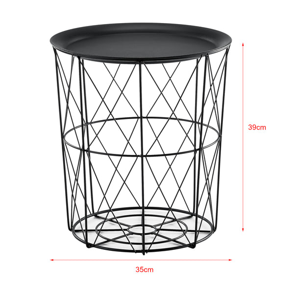 Bijzettafel metaal set van 3 met afneembaar tafelblad - 4 kleuren