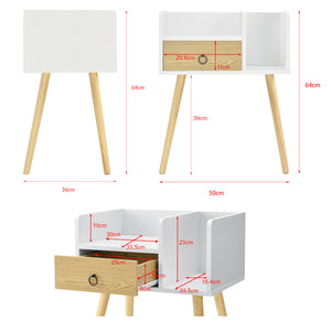 Moderne nachtkastje Lucia 64x50x36 cm met 1 lade en 2 open vakken - verschillende kleuren